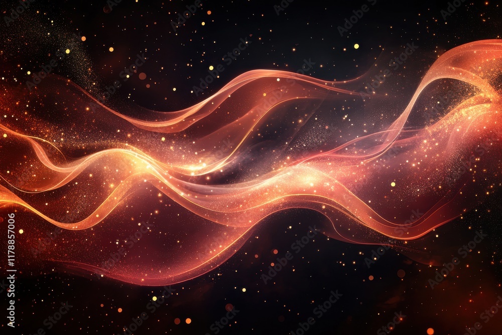 A long red wave of light with a lot of sparkles A long red wave of light with a lot of sparkles