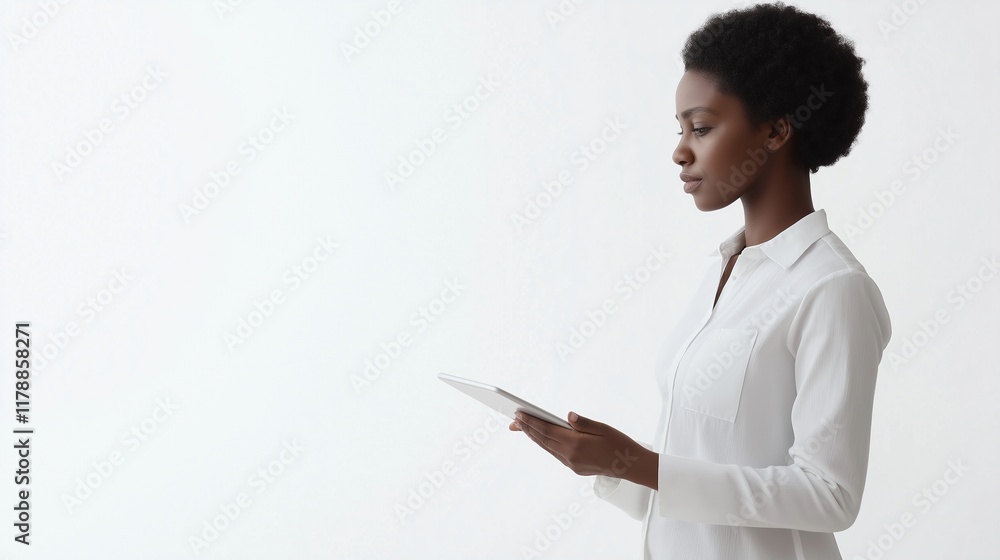 Professional woman with tablet against white background Professional woman with tablet against white background