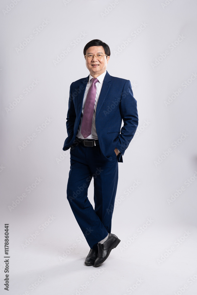 Portrait of business old man posing on white background. Portrait of business old man posing on white background.