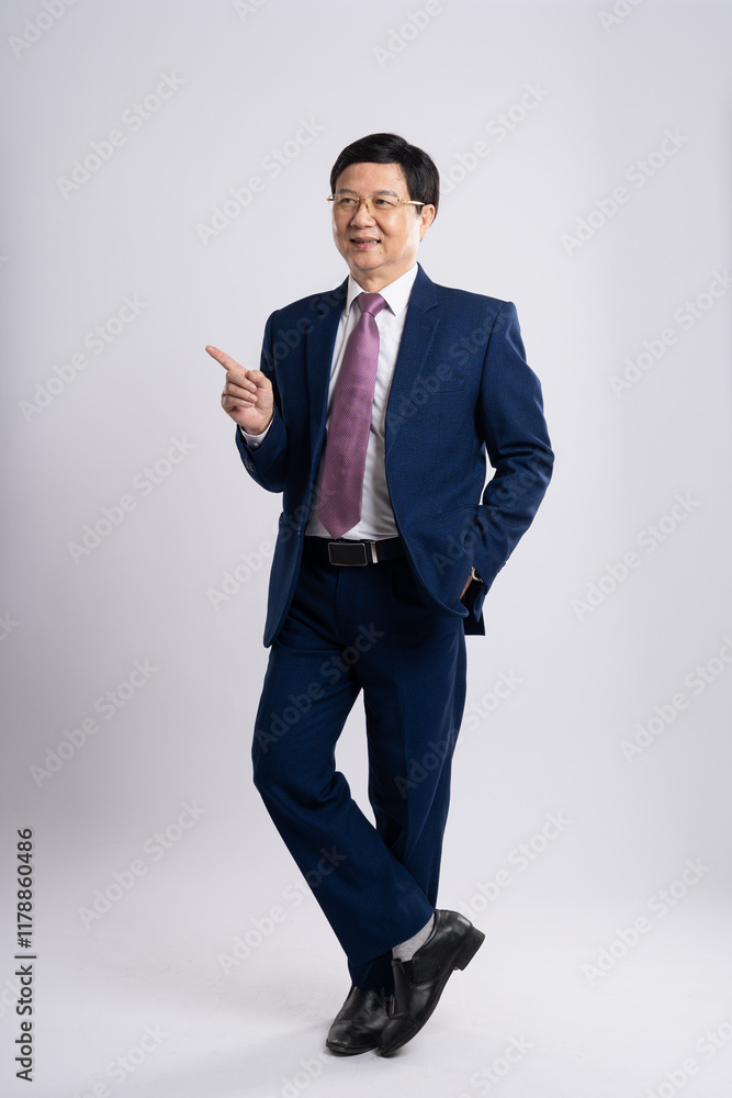 Portrait of business old man posing on white background. Portrait of business old man posing on white background.