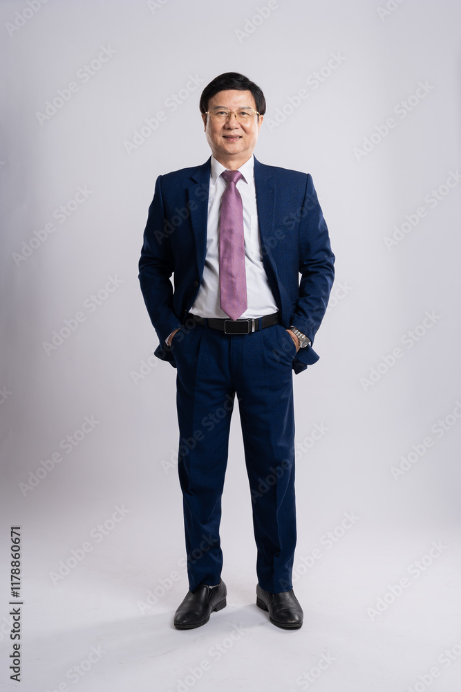 Portrait of business old man posing on white background. Portrait of business old man posing on white background.