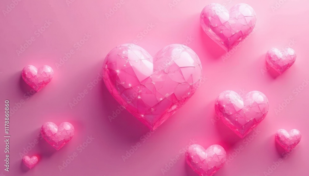 Light pink hearts forming a new geometric design , elegant, modern Light pink hearts forming a new geometric design , elegant, modern