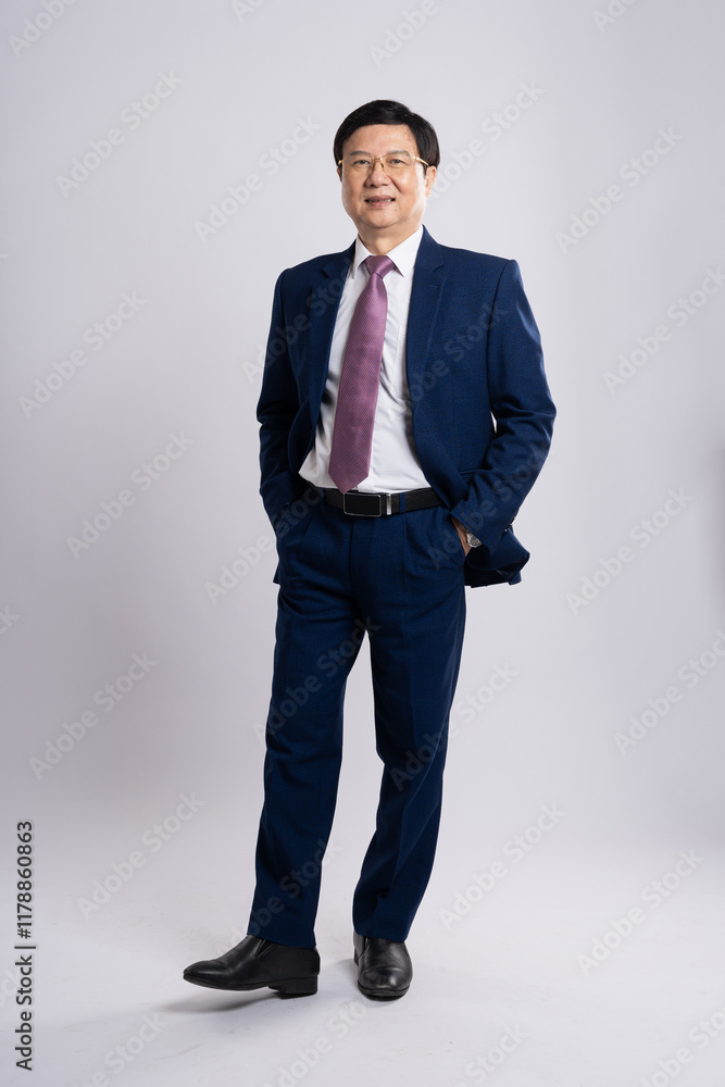 Portrait of business old man posing on white background. Portrait of business old man posing on white background.