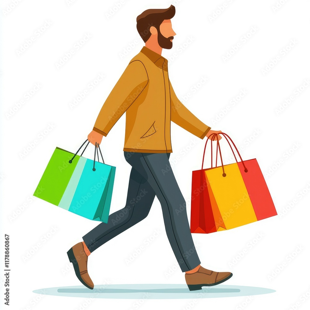Man with Shopping Bags Walking - Lifestyle, Shopping, Retail Therapy Man with Shopping Bags Walking - Lifestyle, Shopping, Retail Therapy