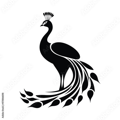 Minimal peacock bird vector silhouette