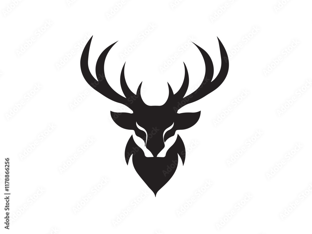 Black elk animal silhouette isolated on white background. Animal elk silhouette. Elk face silhouette. vector illustration. Black elk animal silhouette isolated on white background. Animal elk silhouette. Elk face silhouette. vector illustration.