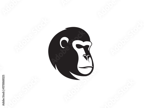 Baboon silhouette. Black Baboon silhouette isolated on white background. Baboon head black silhouette. Baboon head icon vector illustration.