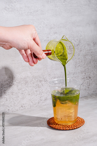 Refreshing Matcha Iced Tea Preparation