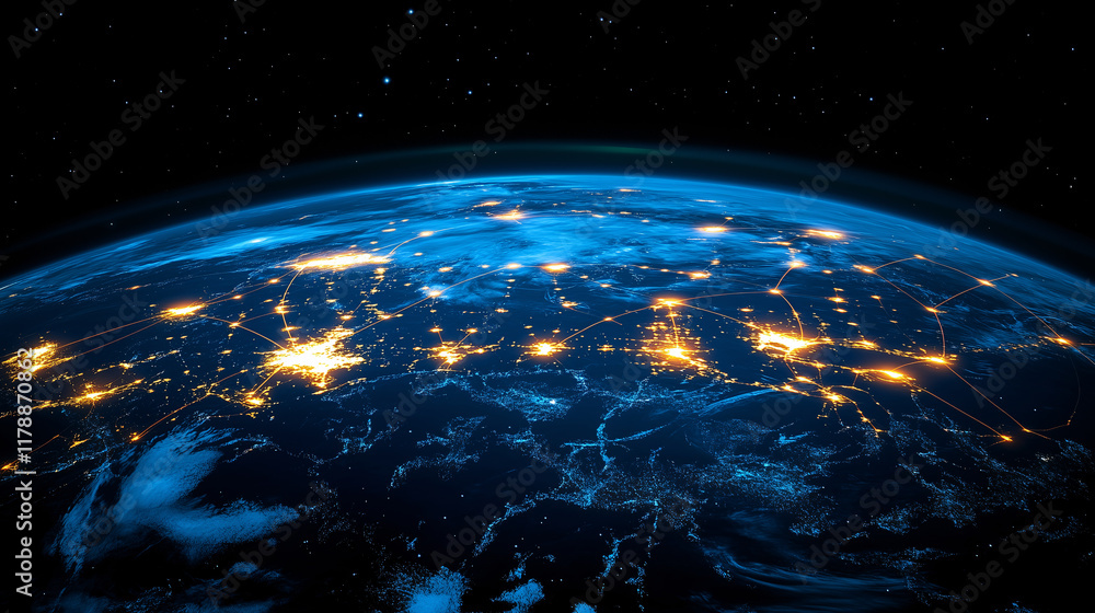 Obraz premium Planet earth showing global business connections and data exchange