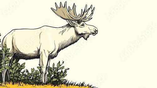 Wallpaper Mural Majestic moose standing in the wild, scenic nature background image. Torontodigital.ca