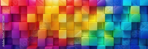 Vibrant Abstract Rainbow Cubes Background in Colorful Design with Gradient Effects for Creative Projects and Digital Art