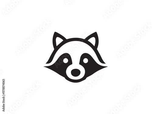 Black racoon silhouette isolated on white background. Raccoon face black silhouette. Racoon head icon vector illustration.
