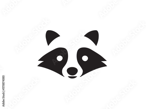 Black racoon silhouette isolated on white background. Raccoon face black silhouette. Racoon head icon vector illustration.
