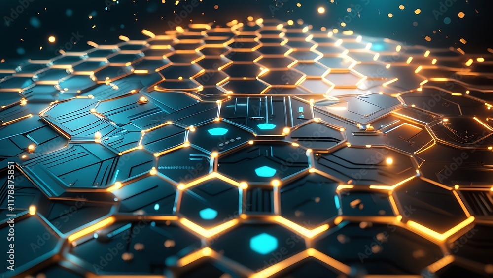 Obraz premium Abstract hexagonal pattern representing innovation, connectivity, technology, and modernity