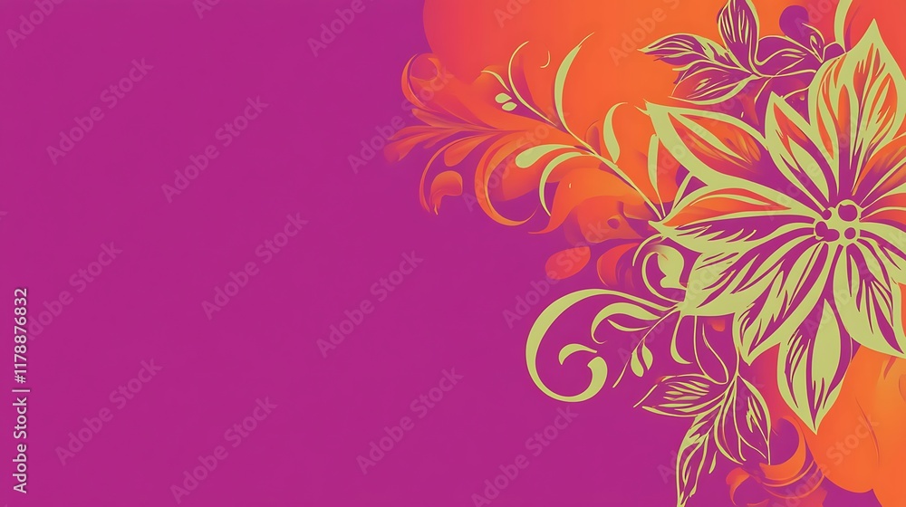 Abstract Floral Design With Vivid Orange and Purple Hues Abstract Floral Design With Vivid Orange and Purple Hues