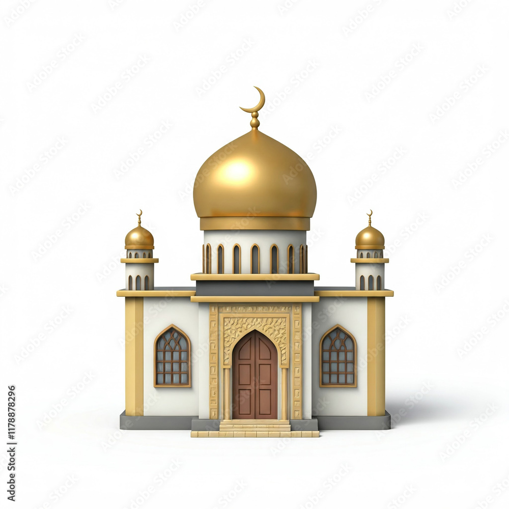 Obraz premium Cute small mosque illustration isolated on white background