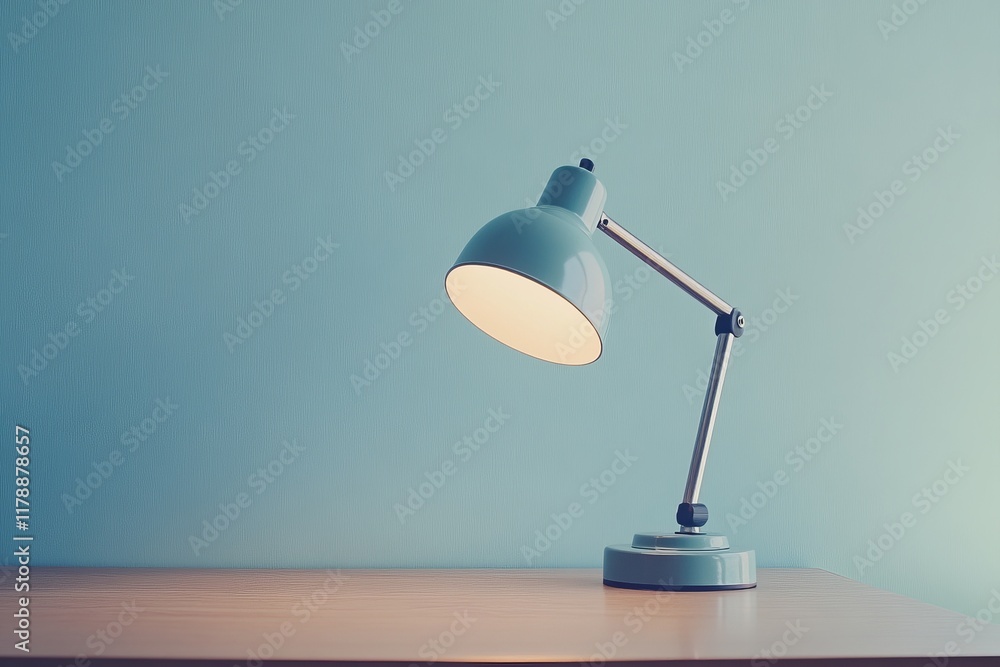 A lamp is on a table. The lamp is turned on. The lamp shade is white A lamp is on a table. The lamp is turned on. The lamp shade is white