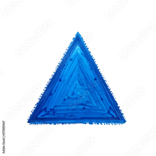 Hand-painted blue triangle with gradient on white background