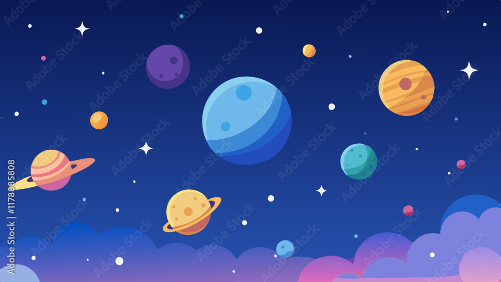 Vivid planets and stars in space, glowing against a dark cosmic sky.
Vivid planets and stars in space, glowing against a dark cosmic sky.