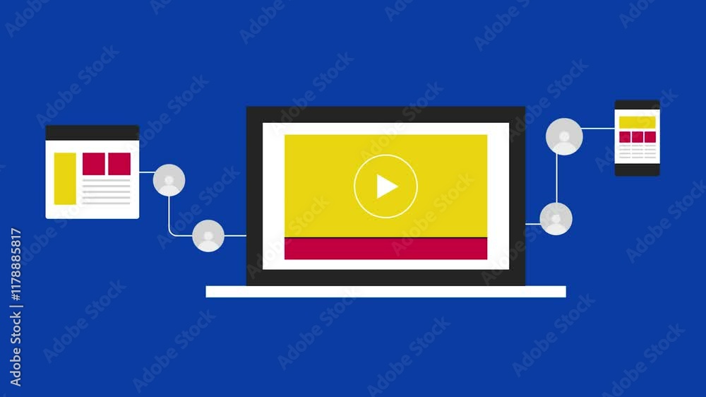 Video marketing sending web traffic to business website and mobile app, conceptual animated video. Video marketing sending web traffic to business website and mobile app, conceptual animated video.