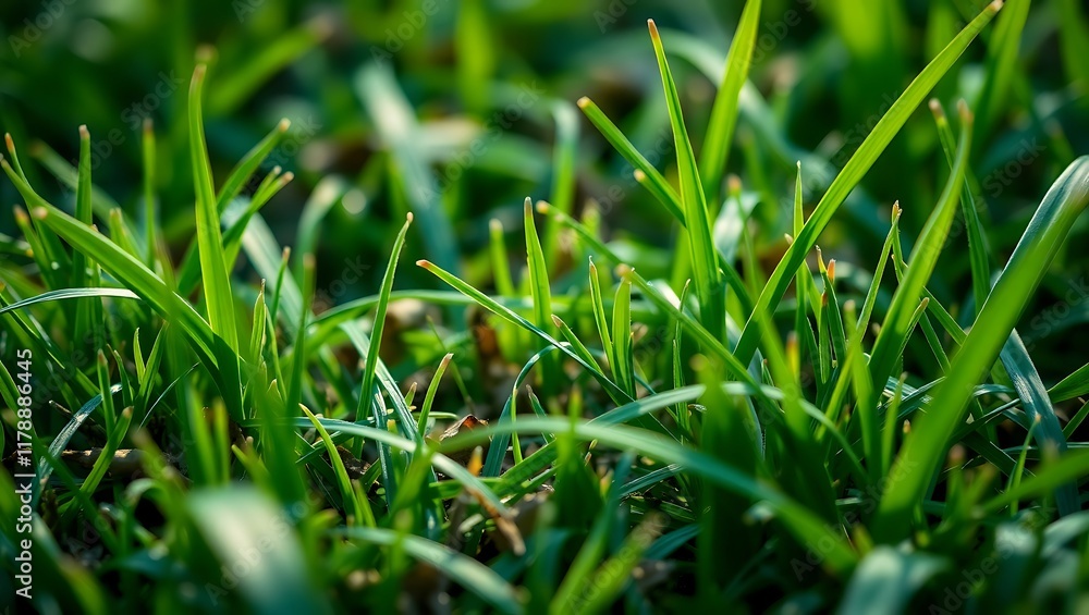 Obraz premium green grass with dew drops