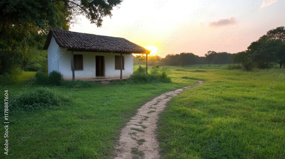 Tranquil Dirt Path Winding Through Lush Green Forest Surrounded by Vibrant Flora and Sunlight Filtering Through Trees Tranquil Dirt Path Winding Through Lush Green Forest Surrounded by Vibrant Flora and Sunlight Filtering Through Trees