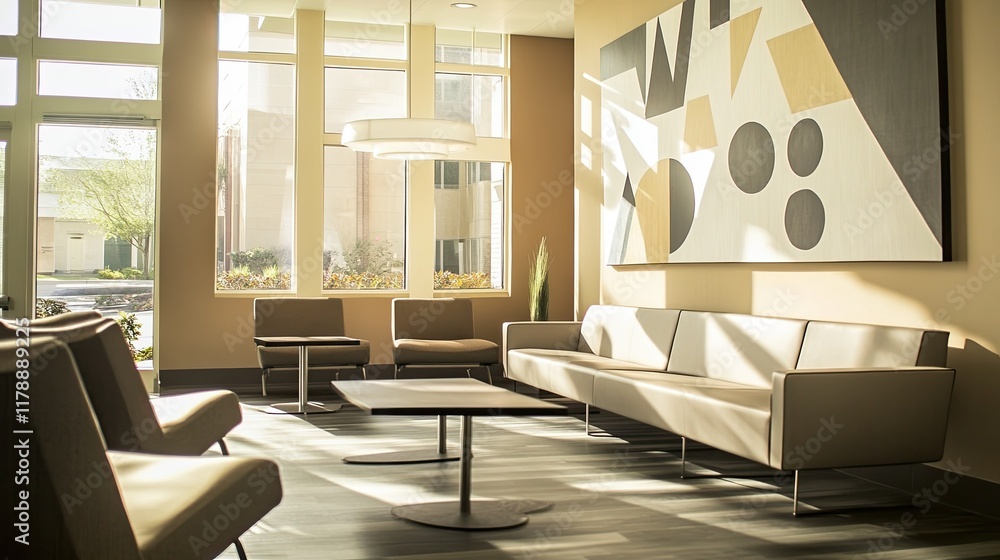 Fototapeta premium Sunlit Modern Lobby Interior Design