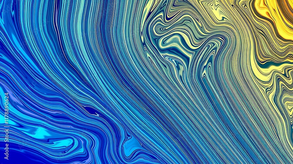 Abstract blue and yellow swirling liquid marble texture background image, ideal for modern designs and artistic projects. Abstract blue and yellow swirling liquid marble texture background image, ideal for modern designs and artistic projects.