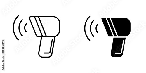 Barcode scanner icons collection in Filled flat and thin line style.