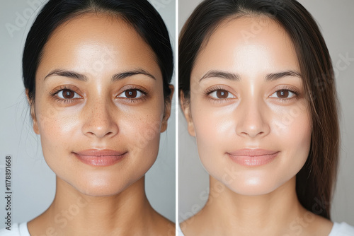 Obraz na płótnie woman before and after face