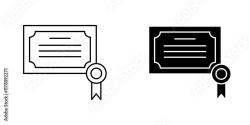 Diploma icons collection in Filled flat and thin line style.