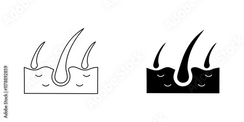 Hair icons collection in Filled flat and thin line style.