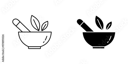 Herbal medicine icons collection in Filled flat and thin line style.