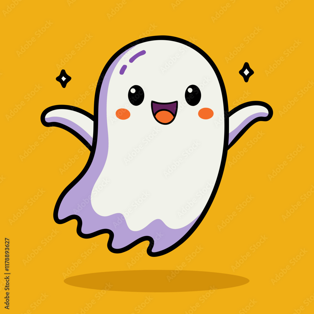 Obraz premium Cute Cartoon Friendly Ghost Character