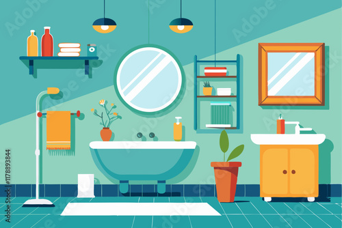 Modern and Clean Bathroom Interior illustration