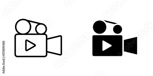 Video icons collection in Filled flat and thin line style.