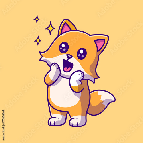 Cute Baby Fox Surprised Cartoon Vector Icon Illustration. 
Animal Nature Icon Concept Isolated Premium Vector. Flat 
Cartoon Style 