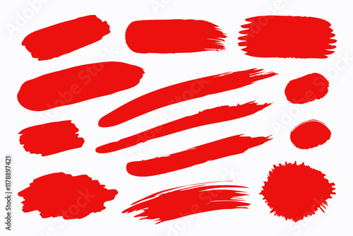 Abstract vector art of bold red brush strokes on white.
