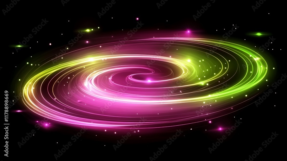 Obraz premium Abstract swirling neon light spiral galaxy design