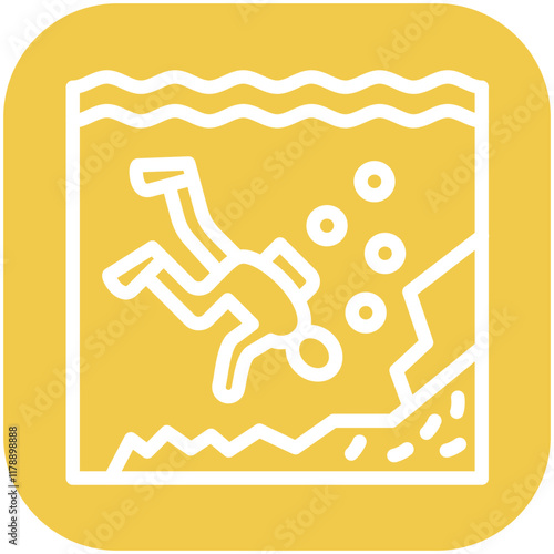 Deep Diving vector icon illustration of Vacation and Tourism iconset.