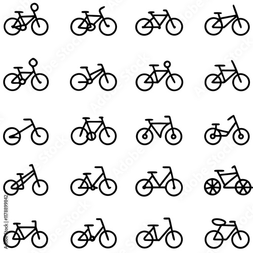 bicycle icons set