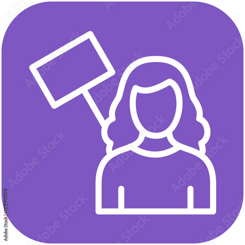Protester Female vector icon illustration of Protesting and Civil Disobedience iconset.