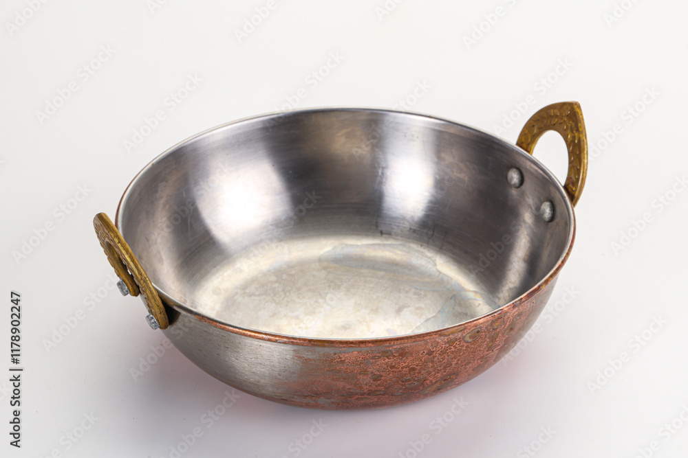 Indian metallic empty clean bowl isolated Indian metallic empty clean bowl isolated