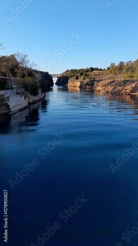 Corinth Canal. Inside view from Isthmia bridge