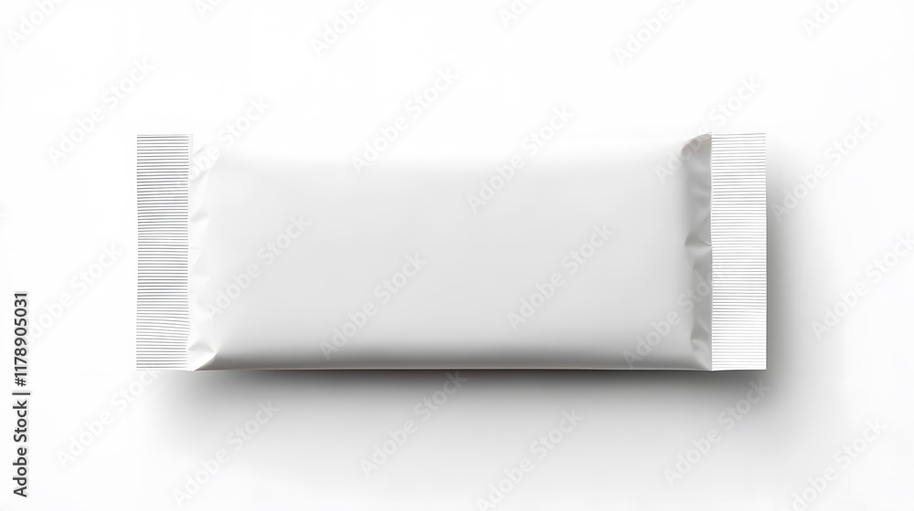Top view bar snack white packaging mock up, isolated on white background. Top view bar snack white packaging mock up, isolated on white background.