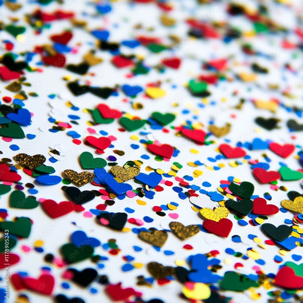 Valentine's Heart Confetti Celebration Festive Event Colorful Background Cheerful Atmosphere Upbeat Perspective Joyful Concept Valentine's Heart Confetti Celebration Festive Event Colorful Background Cheerful Atmosphere Upbeat Perspective Joyful Concept