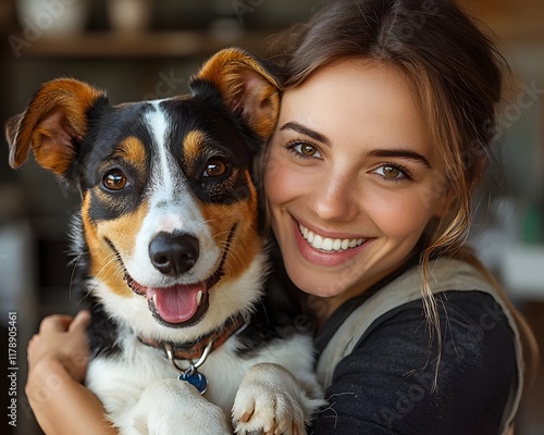 Friendly Small Pet Grooming Business Owner Trimming Dog s Fur in Bright Salon photo