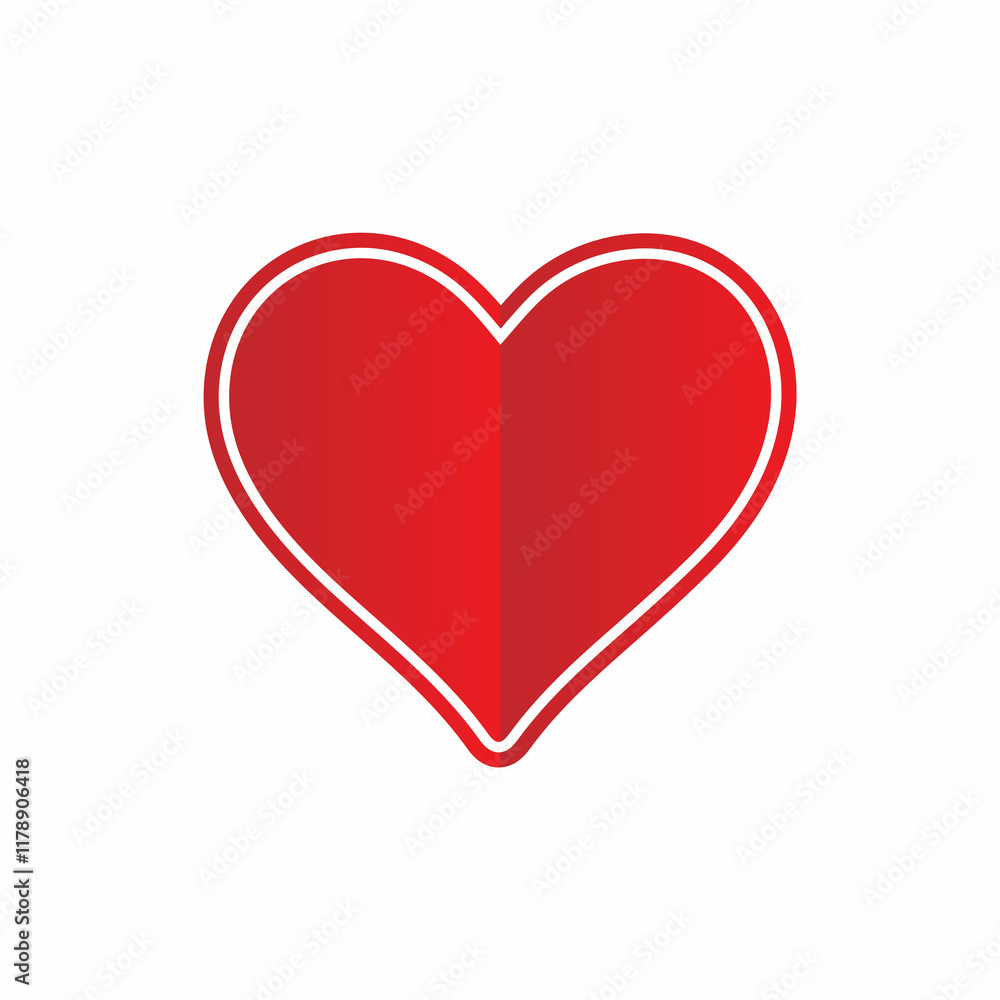 A vibrant red heart shape with a white outline, creating a classic and easily recognizable symbol of love and affection. A vibrant red heart shape with a white outline, creating a classic and easily recognizable symbol of love and affection.