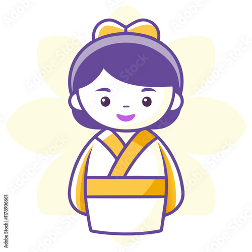 vector girl in kimono