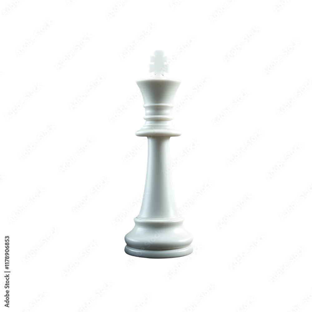 White Chess King Piece on Dark Background White Chess King Piece on Dark Background
